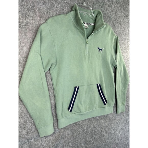 Victorias Secret PINK Quarter Zip Pullover Jacket Women's Size XS Green Dog Logo - Picture 3 of 12